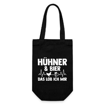 Huhn Landwirt Bauernhof Bier Hühner - Geschenkbeutel für Flaschen - Schwarz - Vorne