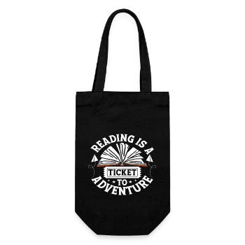 Reading is a ticket to Adventure - Geschenkbeutel für Flaschen - Schwarz - Vorne