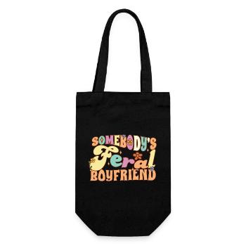 Somebody's Feral Boyfriend Funny Groovy Flowers - Geschenkbeutel für Flaschen - Schwarz - Vorne