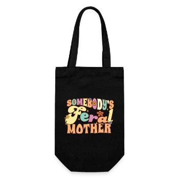 Somebody’s Feral Mother Funny Family Pun Groovy - Sac à bouteille - noir - Devant