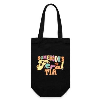 Somebody's Feral Tia Spanish Aunt Family Pun - Geschenkbeutel für Flaschen - Schwarz - Vorne