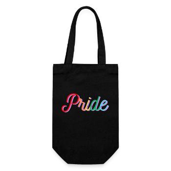 Pride Regenbogen Schriftzug - Geschenkbeutel für Flaschen - Schwarz - Vorne