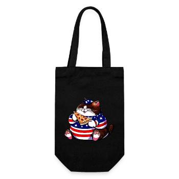 Fat American Pizza Cat - Gift Bag for Bottles - black - Front