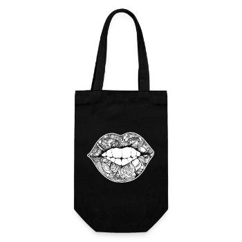 Lips, mouth, kissing lips - Gift Bag for Bottles - black - Front