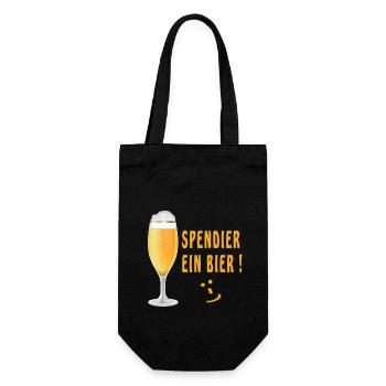 Spendier ein Bier! - Geschenkbeutel für Flaschen - Schwarz - Vorne
