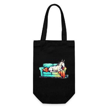 Licorne Frissons comme un animal paresseux sur le canapé - Sac à bouteille - noir - Devant