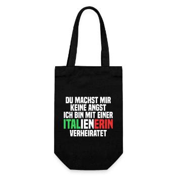 Du machst mir Keine Angst ich bin mit einer Italie - Geschenkbeutel für Flaschen - Schwarz - Vorne