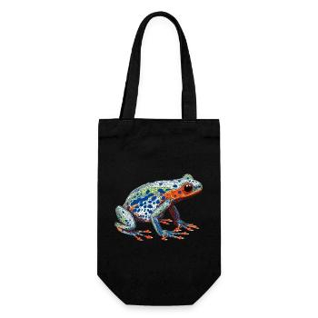 Pfeilgiftfrosch schön coloriert in bunten Farben - Geschenkbeutel für Flaschen - Schwarz - Vorne