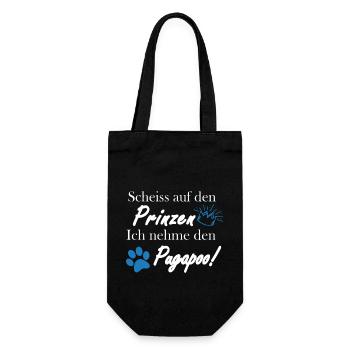 Scheiss auf den Prinzen, ich nehme den Pugapoo! - Geschenkbeutel für Flaschen - Schwarz - Vorne