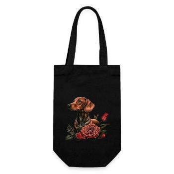 Rose dachshund - Gift Bag for Bottles - black - Front