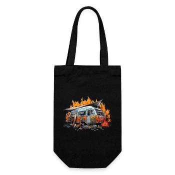 Evening by the Bonfire. Retro holidays. - Gift Bag for Bottles - black - Front
