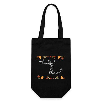 Thanksgiving - Thankful & bless Shirt - Geschenkbeutel für Flaschen - Schwarz - Vorne