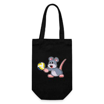 Maus Volleyballspieler Volleyball - Geschenkbeutel für Flaschen - Schwarz - Vorne