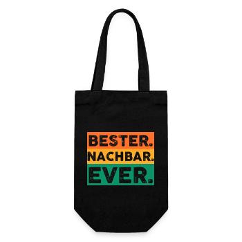 Einzug Umzug Nachbarn Nachbar - Geschenkbeutel für Flaschen - Schwarz - Vorne