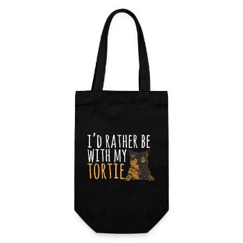 Schildpatt Katze Tortoiseshell Cat Tortie - Geschenkbeutel für Flaschen - Schwarz - Vorne