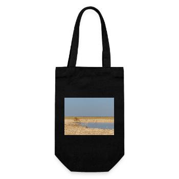 Giraffe und Landschaft im Etosha Nationalpark - Geschenkbeutel für Flaschen - Schwarz - Vorne