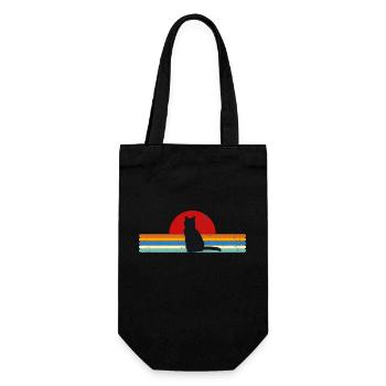 Cat Vintage retro sunset - Gift Bag for Bottles - black - Front