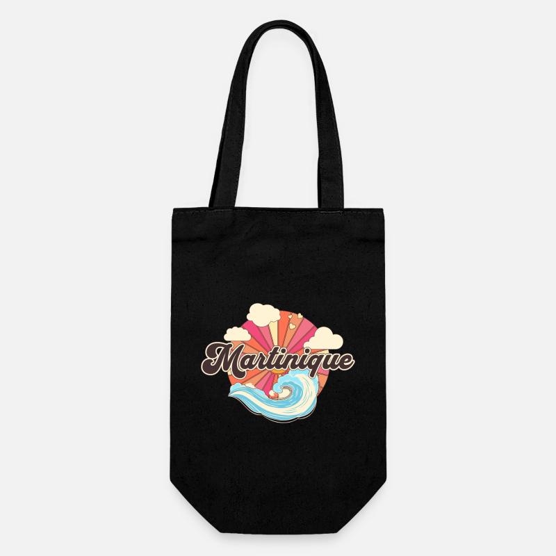Martinique Caribbean Retro Beach - Gift Bag for Bottles - black