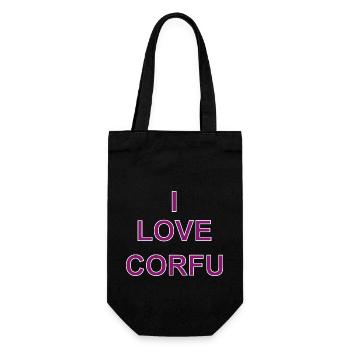 I Love Corfu - Geschenkbeutel für Flaschen - Schwarz - Vorne