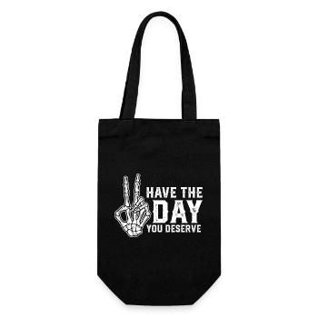 Have The Day You Deserve Peace Sign Skeleton - Geschenkbeutel für Flaschen - Schwarz - Vorne