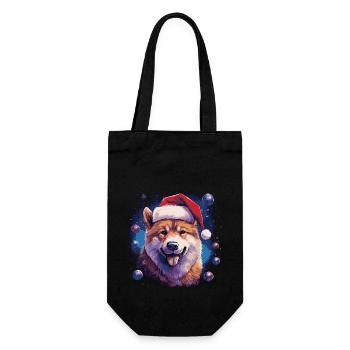 Akita Inu xmas Dog - Geschenkbeutel für Flaschen - Schwarz - Vorne