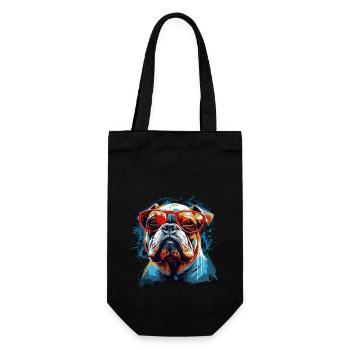 English bulldog with sunglasses - Gift Bag for Bottles - black - Front