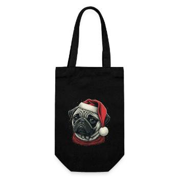 Mops xmas - Geschenkbeutel für Flaschen - Schwarz - Vorne