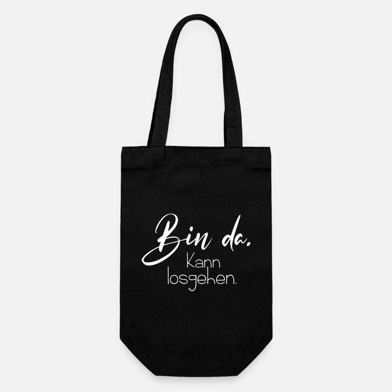 Bin da kann losgehen - Geschenkbeutel für Flaschen - Schwarz