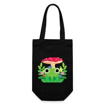 Mignon grenouille Cottagecore avec fleurs et champignons - Sac à bouteille - noir - Devant