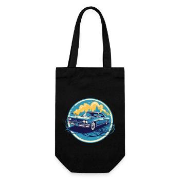 Vintage blue American classic car - Gift Bag for Bottles - black - Front