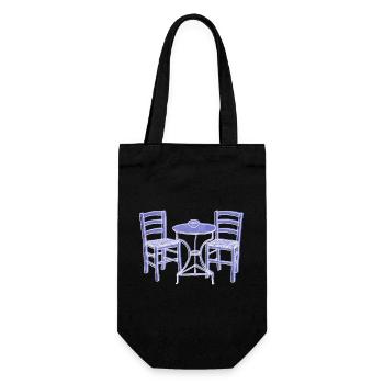 « Taverne », Boho Line Art Design, série « Grèce » - Sac à bouteille - noir - Devant