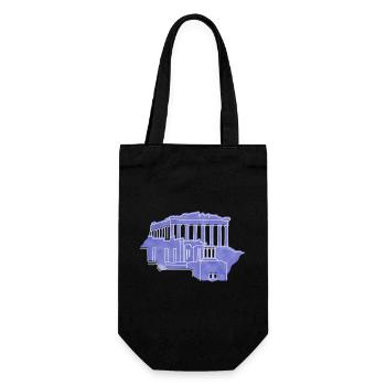 "Akropolis", Boho Line Art Design, Serie "Greece" - Geschenkbeutel für Flaschen - Schwarz - Vorne