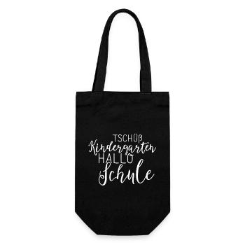 Tschüß Kindergarten Hallo Schule - Geschenkbeutel für Flaschen - Schwarz - Vorne