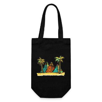 Vibes of the desert: pyramids and palm trees - Gift Bag for Bottles - black - Front