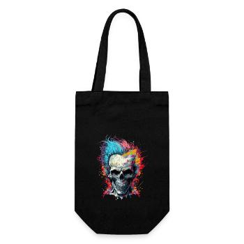 Crâne de zombie punk d’horreur coloré - Sac à bouteille - noir - Devant