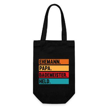 Rettungsschwimmer Papa Vater Bademeister - Geschenkbeutel für Flaschen - Schwarz - Vorne