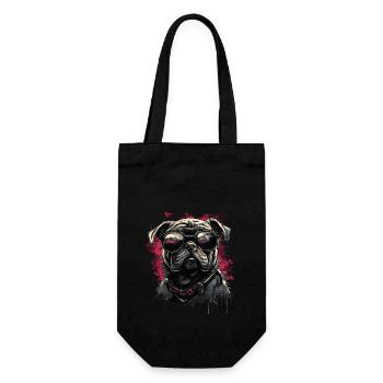 Chien carlin avec des lunettes de soleil - Sac à bouteille - noir - Devant