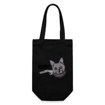 Spooky Halloween Skeleton Hand Black Cat Grunge - Geschenkbeutel für Flaschen - Schwarz - Vorne