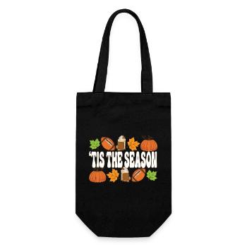 Tis The Season Happy Thanksgiving Football - Geschenkbeutel für Flaschen - Schwarz - Vorne