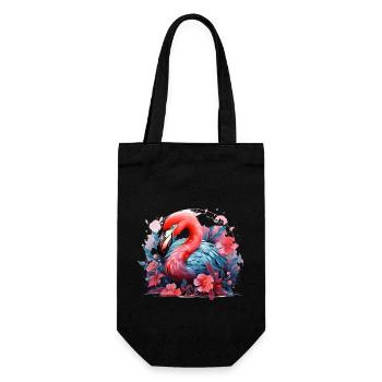 Flamingo Tropical Flowers Bird - Gift Bag for Bottles - black - Front