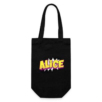 Alice Nom personnalisé Style bande dessinée Pop Art, Alice - Sac à bouteille - noir - Devant