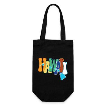 idee cadeau design graphique carte iles de Hawaii - Sac à bouteille - noir - Devant