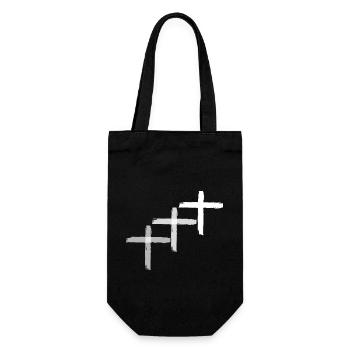 Cross 3 white - Gift Bag for Bottles - black - Front