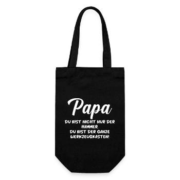 Vater Papa Familie Vatertag Sprüche - Geschenkbeutel für Flaschen - Schwarz - Vorne