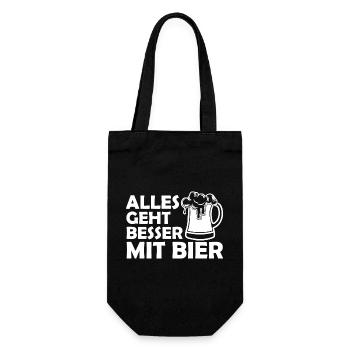 Bier Alkohol Party Getränk - Geschenkbeutel für Flaschen - Schwarz - Vorne