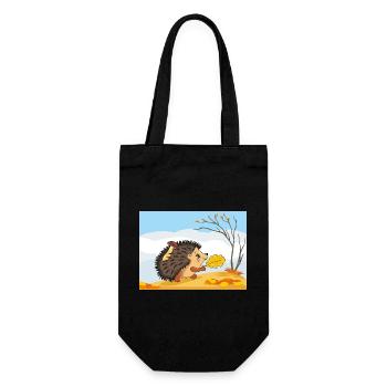 Niedlicher wandelnder Igel - Geschenkbeutel für Flaschen - Schwarz - Vorne