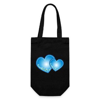 Blaue Herzen - Geschenkbeutel für Flaschen - Schwarz - Vorne