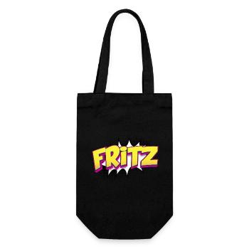Fritz Benutzerdefinierter Name Comic-Stil Pop-Art, Fritz - Geschenkbeutel für Flaschen - Schwarz - Vorne