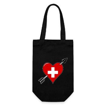 Switzerland flag heart in love - Gift Bag for Bottles - black - Front