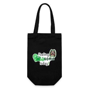 Feeling PAWSOME today! Dog Sheltie Paw Green - Gift Bag for Bottles - black - Front